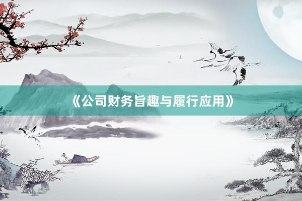 《公司财务旨趣与履行应用》